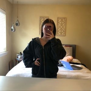 Black Christy Brandy Melville OS zip up